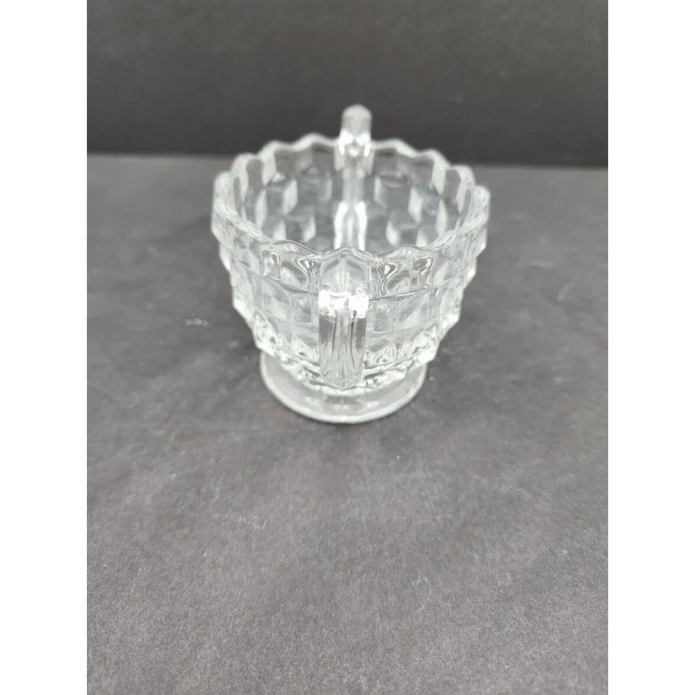 Vintage Fostoria American Glass Cubist Tea Cream and Sugar‎ Set Rare small size